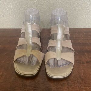 Donald J Pliner stretch strap gold/beige sandals size 8